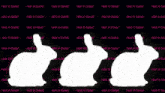 three rabbits are silhouetted against a black background that says ' leed ni jean ' on it