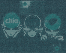 a blue background with skulls and a circle that says chia
