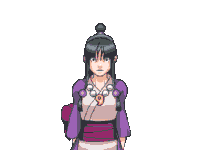 a pixel art drawing of a girl in a purple kimono