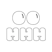 a black and white logo for gaga with two circles in the middle
