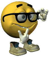 a smiley face wearing glasses and a pair of shoes
