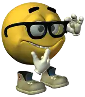 a smiley face wearing glasses and a pair of shoes