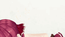 a close up of a red haired anime girl