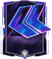 a card with a blue and purple arrow and a diamond in the center