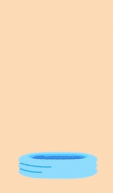 a blue cartoon character is jumping into a pool .