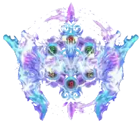 a purple and blue graphic with a circle in the center