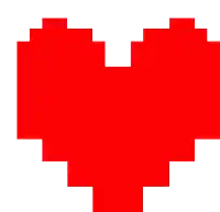 a red pixel heart with a white background