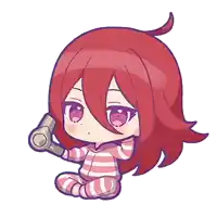 a girl with red hair is holding a hair dryer in her hand