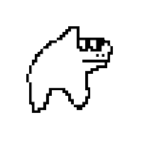 a pixel art drawing of a dog wearing sunglasses .