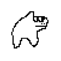 a pixel art drawing of a dog wearing sunglasses .