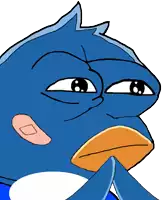 a cartoon drawing of a blue bird with a yellow beak looking at the camera