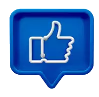 a blue speech bubble with a neon thumbs up sign