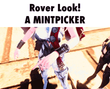 a screenshot of a video game with the words " rover look a mintpicker "