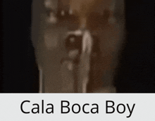a blurred image of a person with the words cala boca boy below it