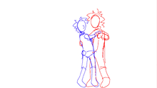 a drawing of two people hugging each other
