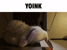 a picture of a stuffed animal with the word yoink on the bottom