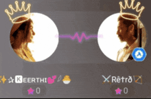 a man and a woman with crowns on their faces