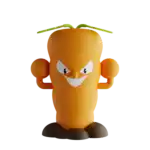 a toy carrot with a smiling face and boxing gloves .