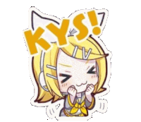 a sticker of a girl with a cat ear and the word kys