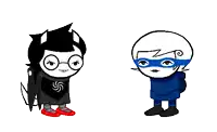 a black and white drawing of two cartoon characters dancing