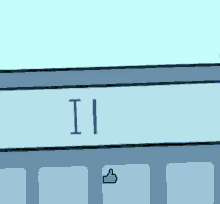 a building with the letter i and a thumbs up
