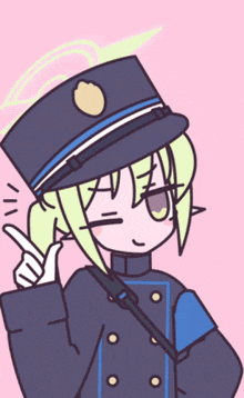 a drawing of a girl in a police uniform