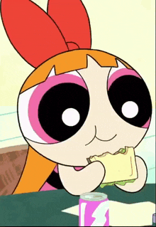Cartoon Network Blossom Eating A Sandwich With Lettuce GIF - Cartoon Network Blossom Eating A Sandwich With Lettuce Blossom GIFs