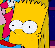 a close up of bart simpson 's face in a painting