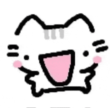 a drawing of a cat with its mouth open and a pink tongue sticking out .