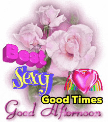 a greeting card with roses and the words best sexy good times good afternoon
