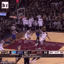 a basketball game is being played on espn