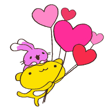 buniboo and bearuloo hearts heart balloons bunny love