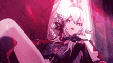 a pixel art of a girl with long white hair