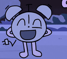 a cartoon drawing of an alarm clock with the letter i on it