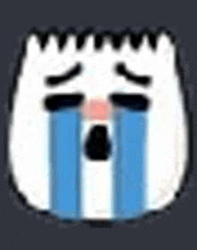 a cartoon drawing of a crying face with blue tears coming out of its eyes .