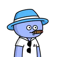 a cartoon character wearing a hat and a shirt with the letter a on it