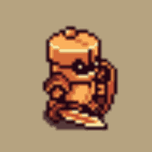 a pixel art drawing of a man with a beard and a hat .