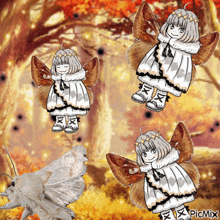 a picture of a girl with butterfly wings and the words picmix on the bottom right