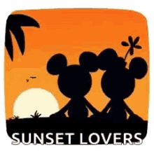 Mickey And Minnie Sunset Couple GIF