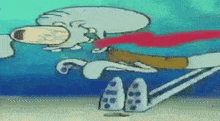 a cartoon of squidward from spongebob squarepants laying in the water