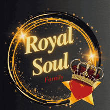 a logo for the royal soul family shows a heart with a crown on it