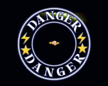 a logo for danger with a fist in the middle