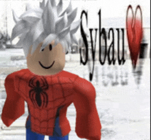 a roblox character is wearing a spider man costume and smiling