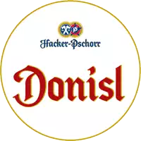 a logo for hacker-pschorr with the word donist in red