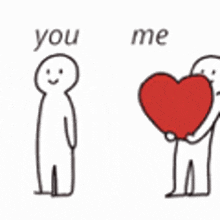 a cartoon of a man holding a red heart next to another man holding a red heart .