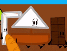 a cartoon drawing of a triangle with a face and a straw
