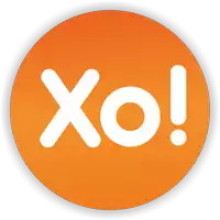 an orange circle with the word xo written on it