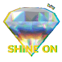 a colorful diamond with the words shine on written below it