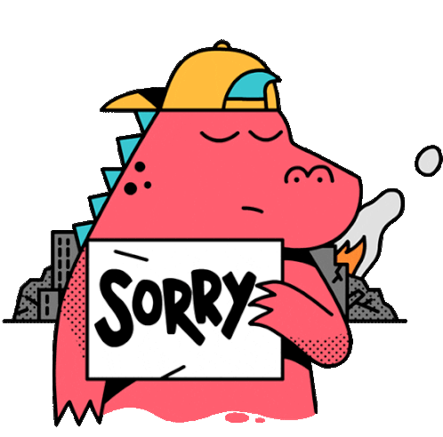 Dinosaur Apologizing For Making A Mess And Destroying A City Sticker - Geraldthe Jurassic Giant Dinosaur Sorry Stickers