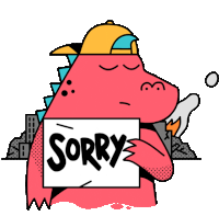 Dinosaur Apologizing For Making A Mess And Destroying A City Sticker - Geraldthe Jurassic Giant Dinosaur Sorry Stickers
